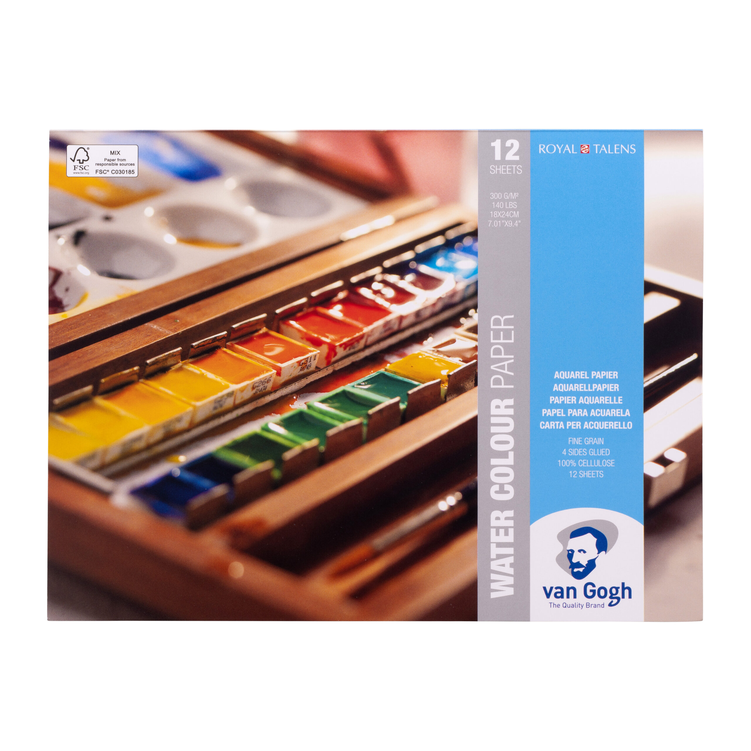 Van Gogh Blok met aquarelverfpapier 12 vellen 300 g formaat 18 x 24 cm