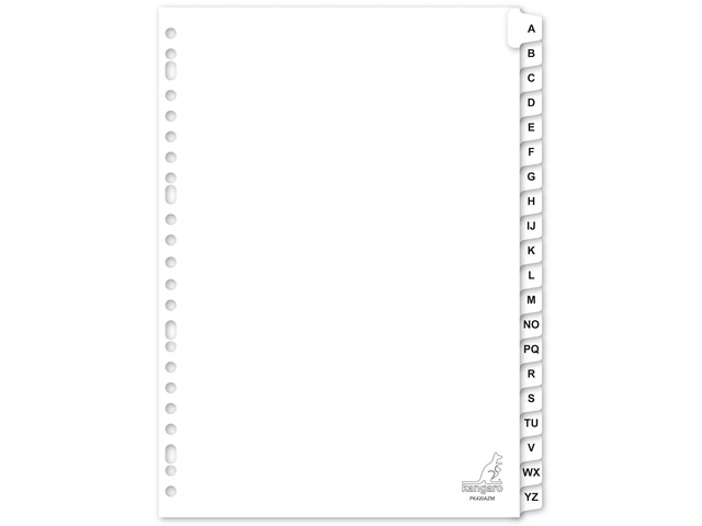 Tabblad Kangaro A4 letters karton 190grs 23. 20dlg wit