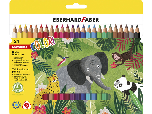 Kleurpotlood EFA Jumbo 24st. driekantig in kartonnen etui
