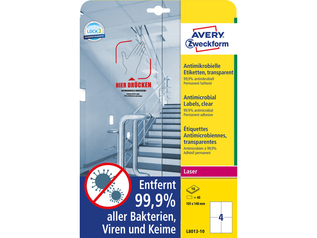 Bedrukbaar antimic. etiket Zweckform 105x148mm, transp.