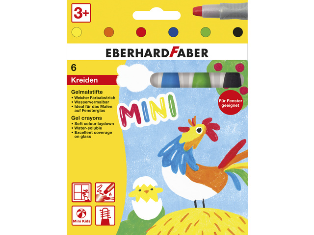 Gelkleurpotloden EFA 6 kleuren in karton etui
