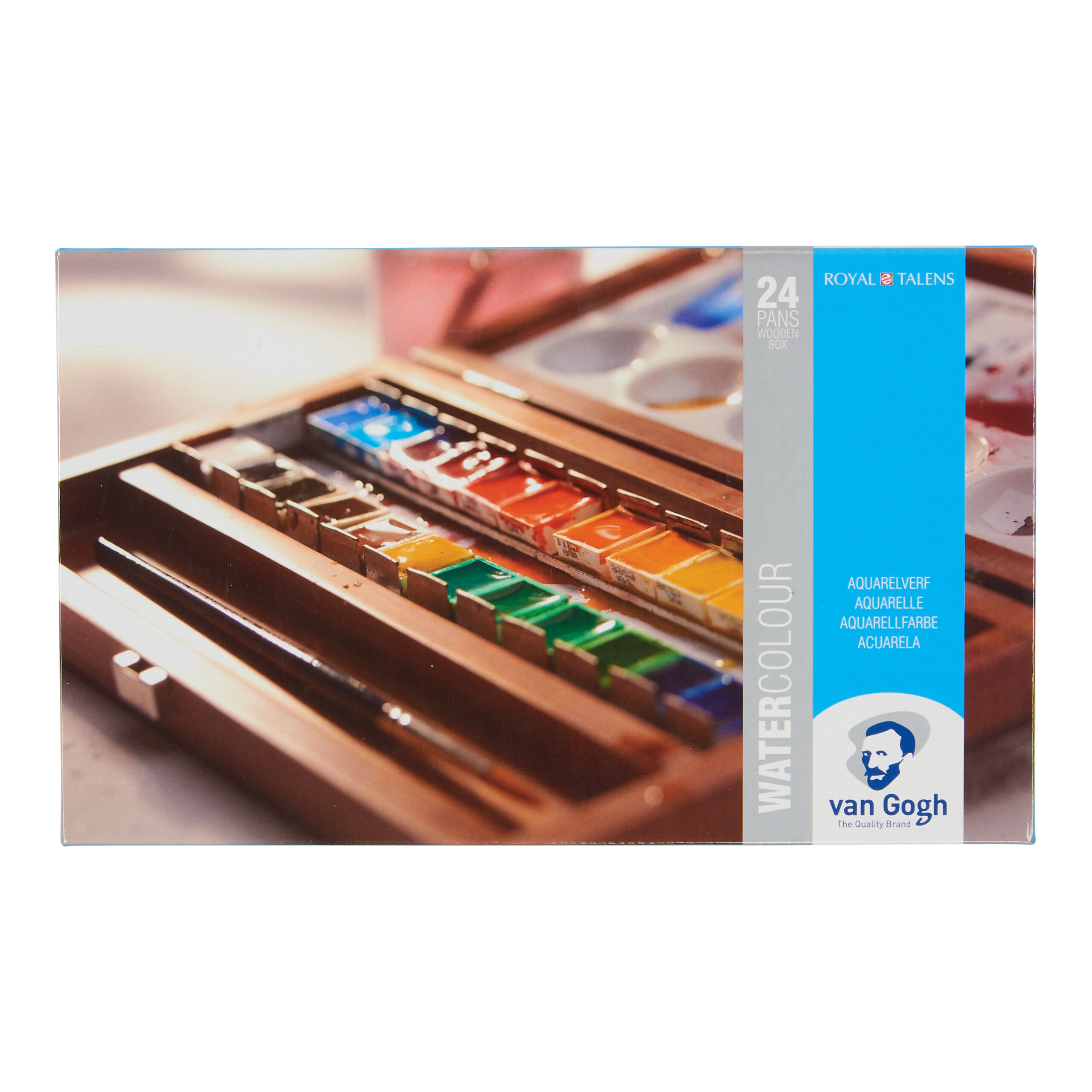 Van Gogh Aquarelverf set in kist met 24 kleuren in halve Napjes + 3 accessoires