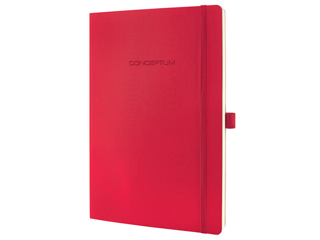 Notitieboek Conceptum A4 rood lijn softcover 194pag 80gr PEF