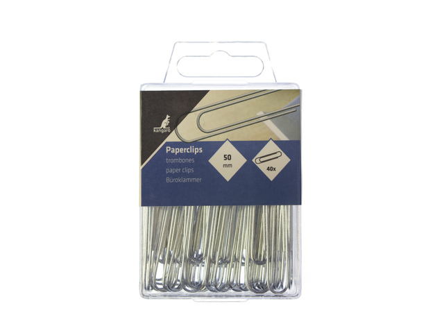 Paperclips Kangaro 50 mm rond kunststof doosje 40st