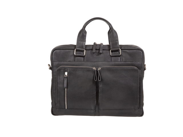 Aktetas Alassio CAMPO 31x42x15cm zwart leer