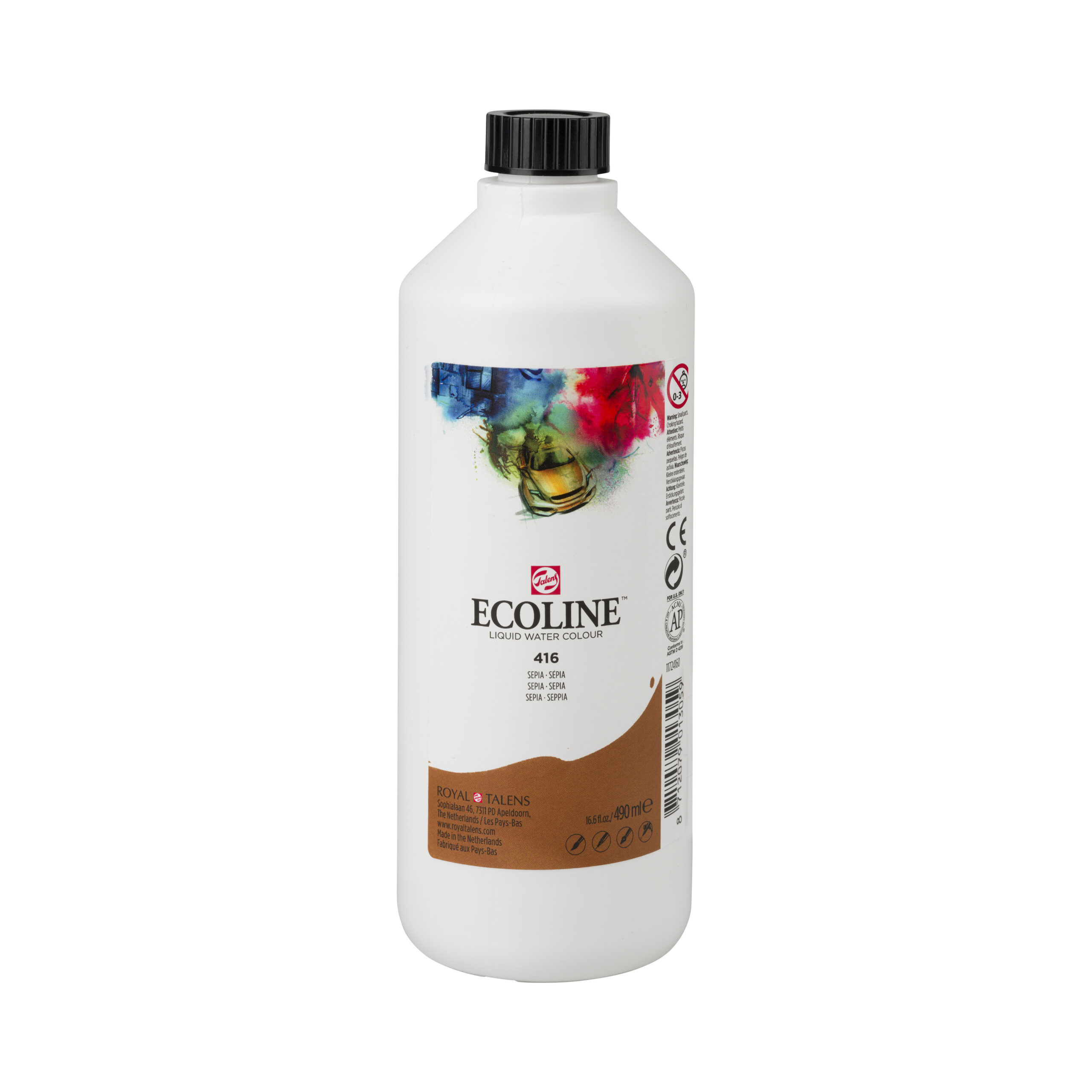 Ecoline Vloeibare Waterverf Fles 490 ml Sepia 416