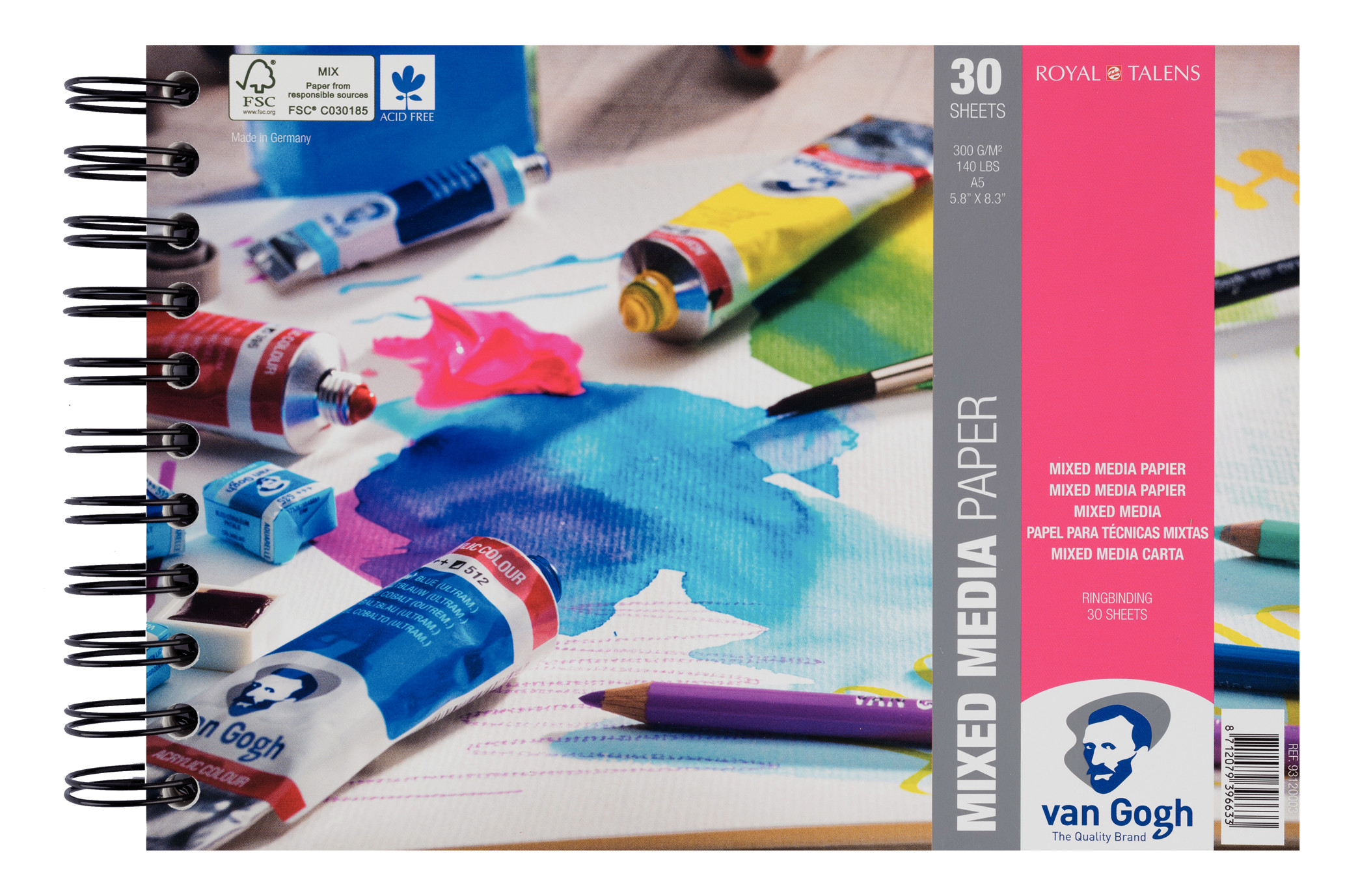 Van Gogh Spiraalgebonden blok met Mix Media-papier 30 vellen 300 g formaat 21 x 14,8 cm (A5)