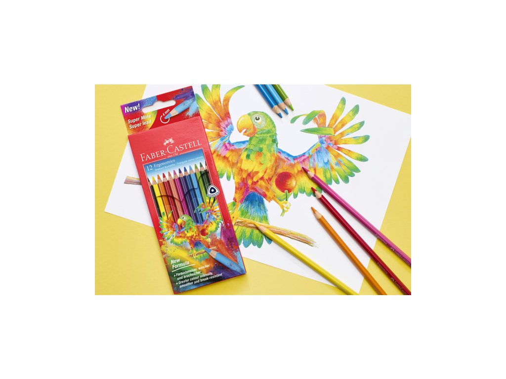 kleurpotlood Faber-Castell driekant kartonnen etui à 12 stuks
