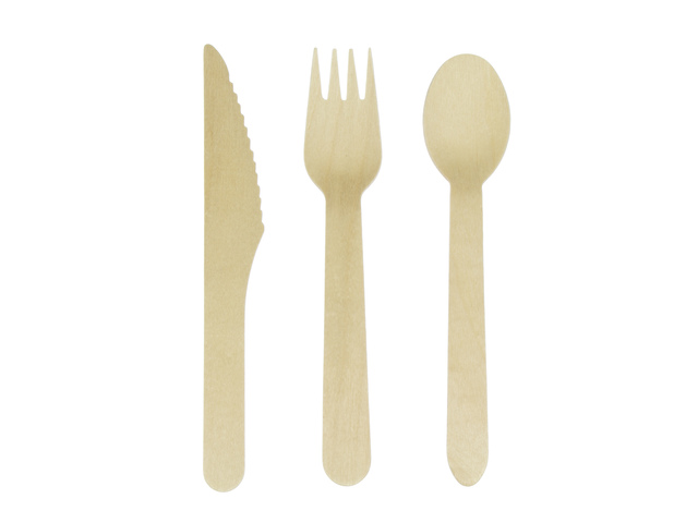 Bestekset Kangaro hout pak a 200 stuks: 70x lepel, 65x vork
