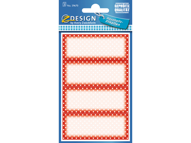 Huishoudetiket Z-design Home pakje a 3 vel rood/wit met kad