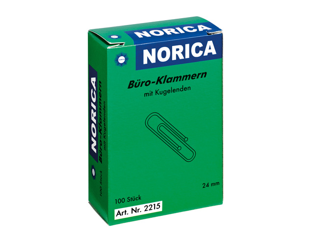 Paperclips Norica 24mm ver- zinkt met kogeleind doos a 100