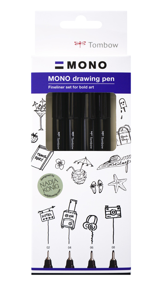 Tombow Drawing Pens MONO Bold set, 4 st