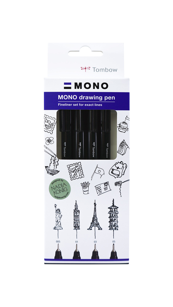 Tombow Drawing Pens MONO Fineliner set, 4 st